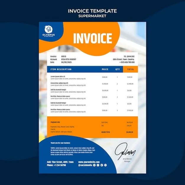Modèle de facture Corporate bleu & orange